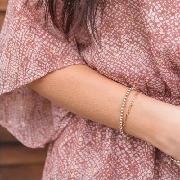 NWOT, kimono sleeve mini dress in rose gold - Picture 4 of 5